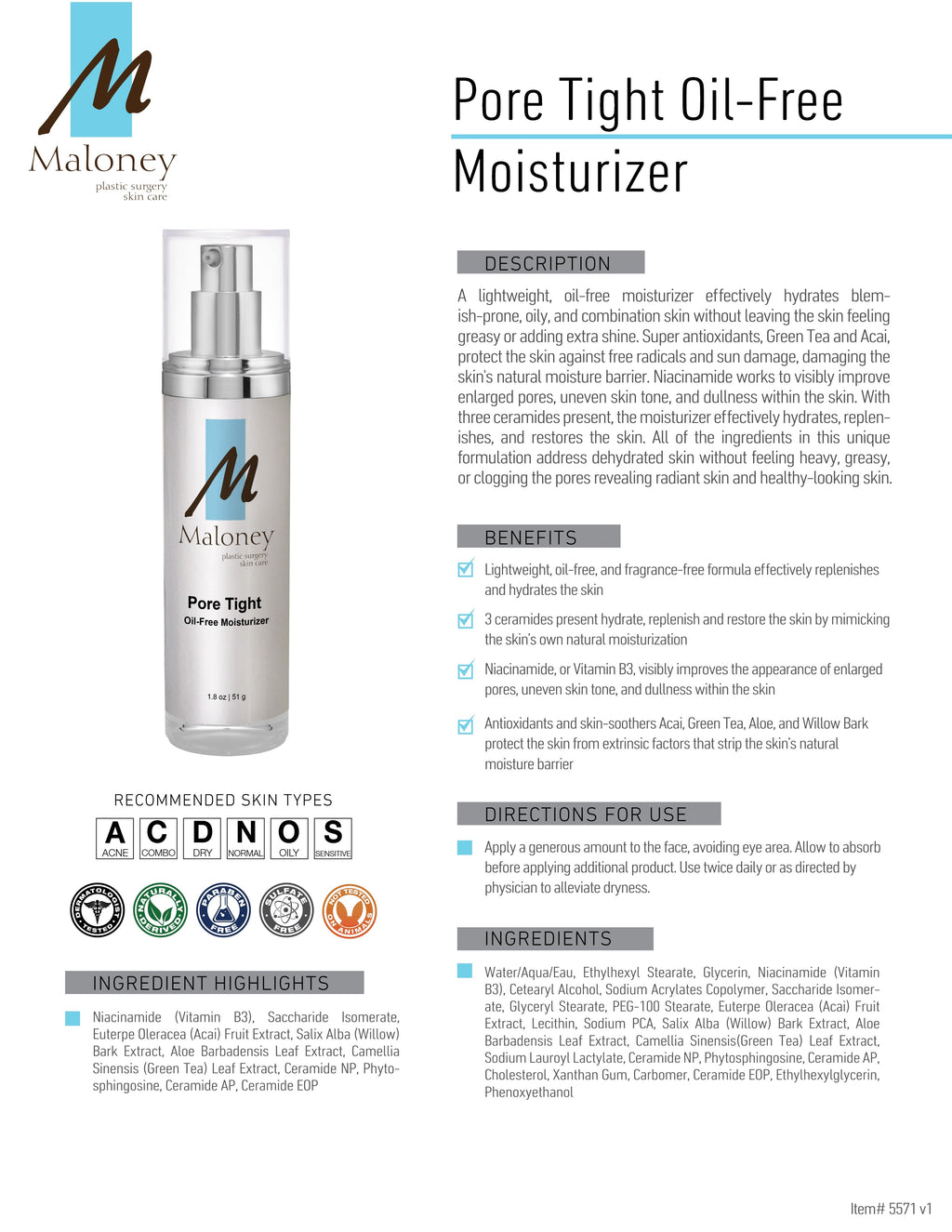 Pore Tight Oil-Free Moisturizer