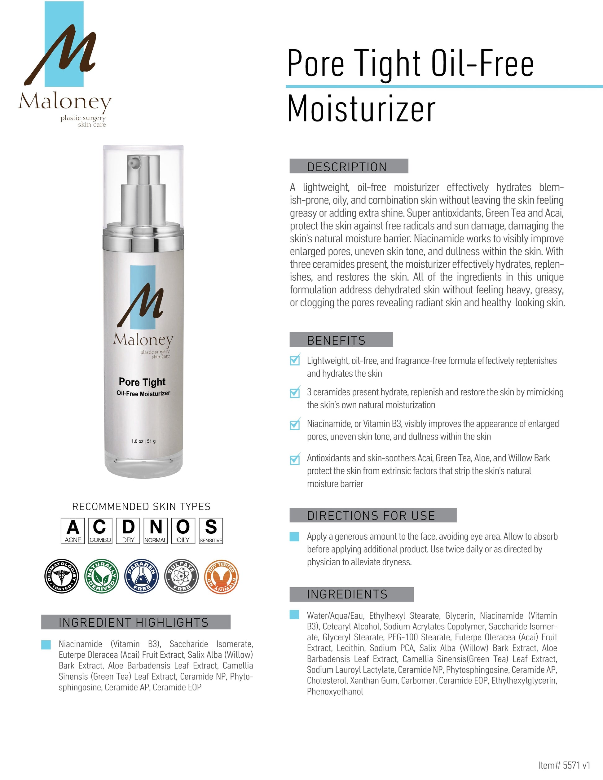Pore Tight Oil-Free Moisturizer